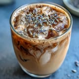 Creamy lavender oat milk latte with floral syrup and rich espresso, perfect for a soothing dairy-free coffee break.