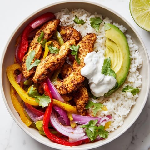 This easy Mexican-inspired dinner shows a close-up of savory toppings like creamy avocado slices, shredded cheese, and a dollop of sour cream.