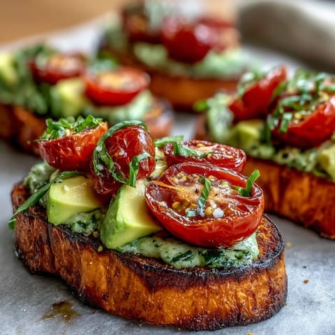 Delicious sweet potato toast topped with peanut butter, banana, and granola, a sweet treat.