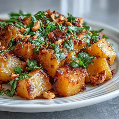 A close-up shows fork-tender Curried Celeriac in a rich yellow sauce, with a wedge of lime and fluffy basmati rice on the side.