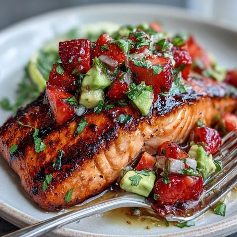 Grilled Salmon with Strawberry Avocado