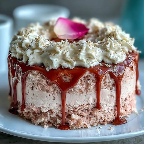 Perfectly frosted Rosé Velvet Cake for a festive bridal shower celebration.