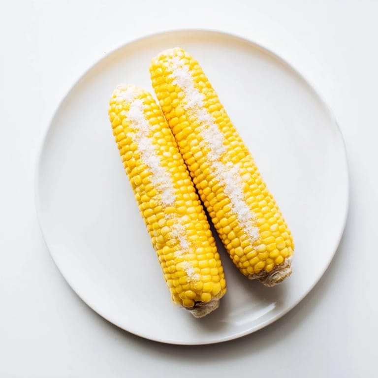 Steaming ear of corn on the cob with a pat of butter, ready to eat at a casual family dinner.