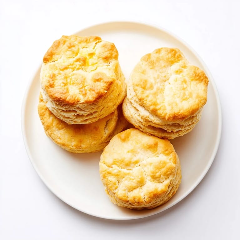 Rustic Buttermilk Biscuits served warm beside honey butter and a jar of strawberry jam.