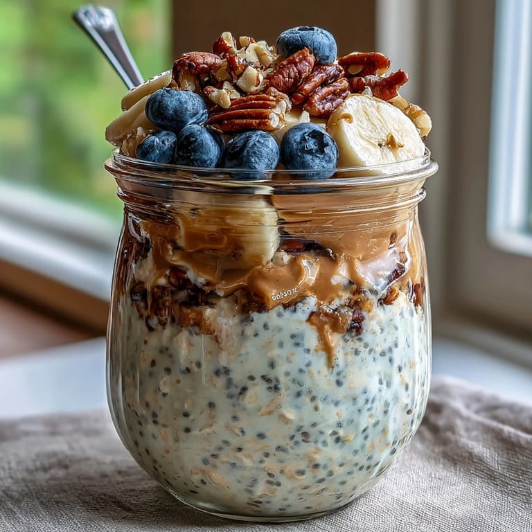 Wholesome rolled oats and chia seeds breakfast, ready to enjoy chilled.