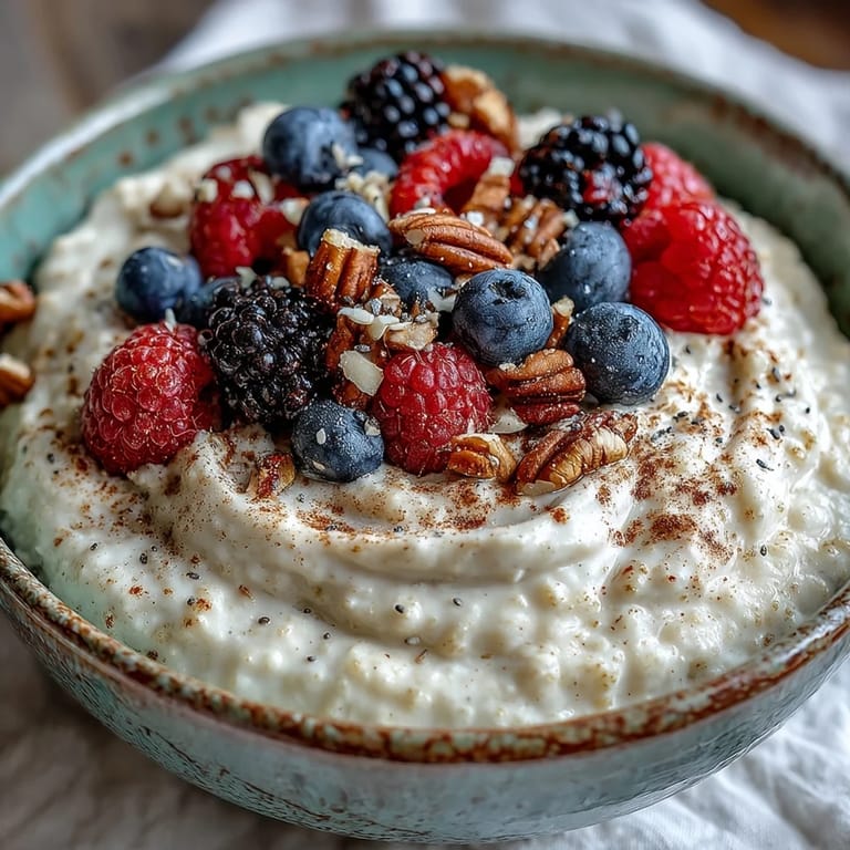 Warm, spiced millet porridge served in a bowl, ready for fresh berries.