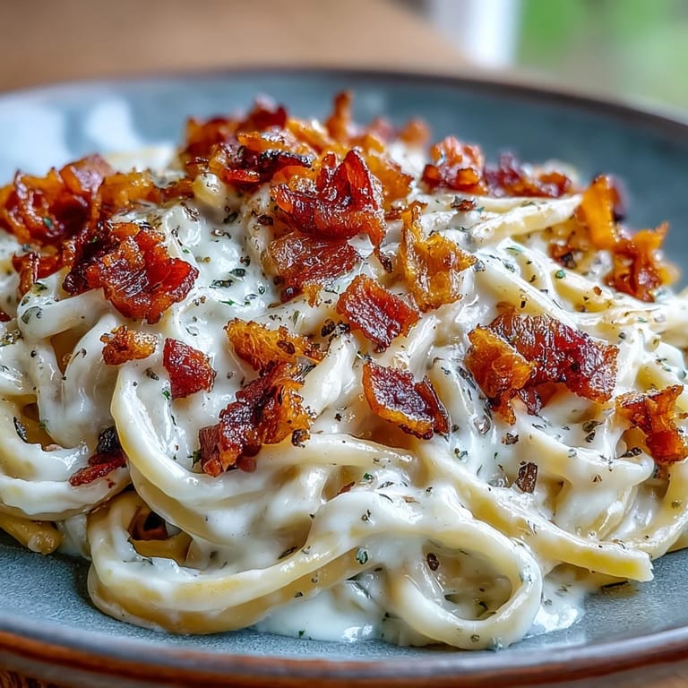 Celeriac Carbonara served warm with a sprinkle of extra Parmesan and a twist of black pepper. 