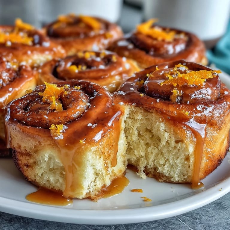 Warm crescent dough rolls swirled with orange zest sugar, baked until golden and topped with a tangy citrus glaze.