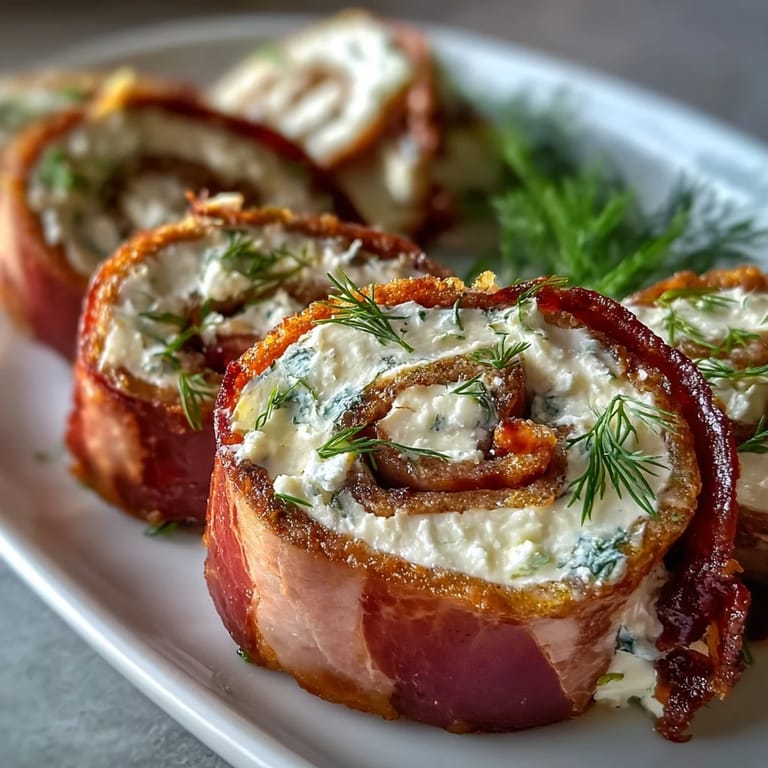 Creamy ham and pickle pinwheels with dill-infused cream cheese, perfect for parties and easy snacking, served on a platter.