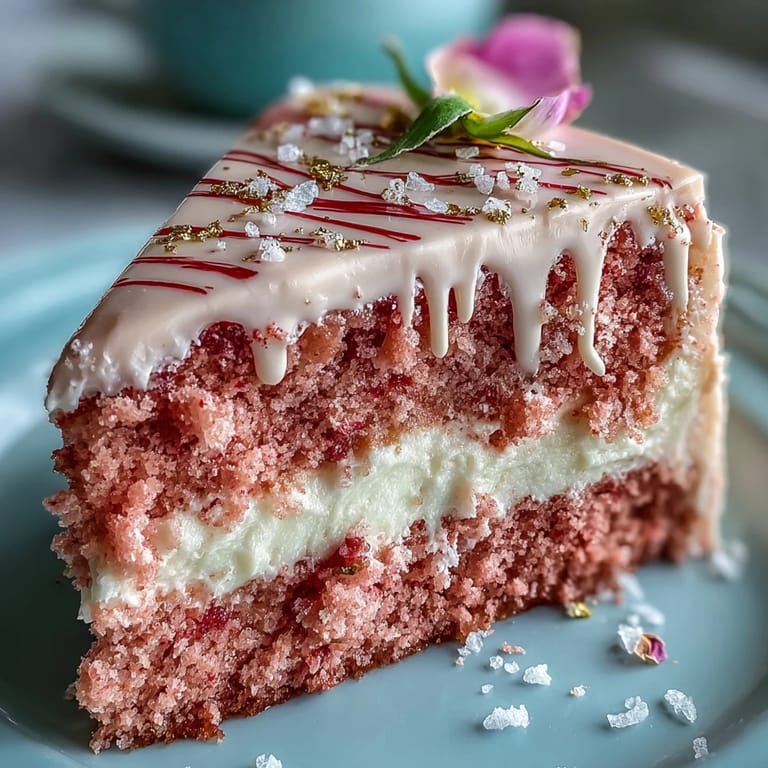 A slice of delicate Bridal Shower Rosé Velvet Cake with luscious frosting.