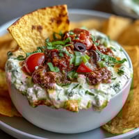 Easy Taco Dip Cups in clear cups with layers of refried beans, sour cream, lettuce, tomatoes, and cheddar cheese, garnished with green onions.
